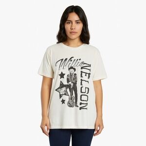 Willie Nelson Stars White with Black Graphic T-Shirt Size X-Large